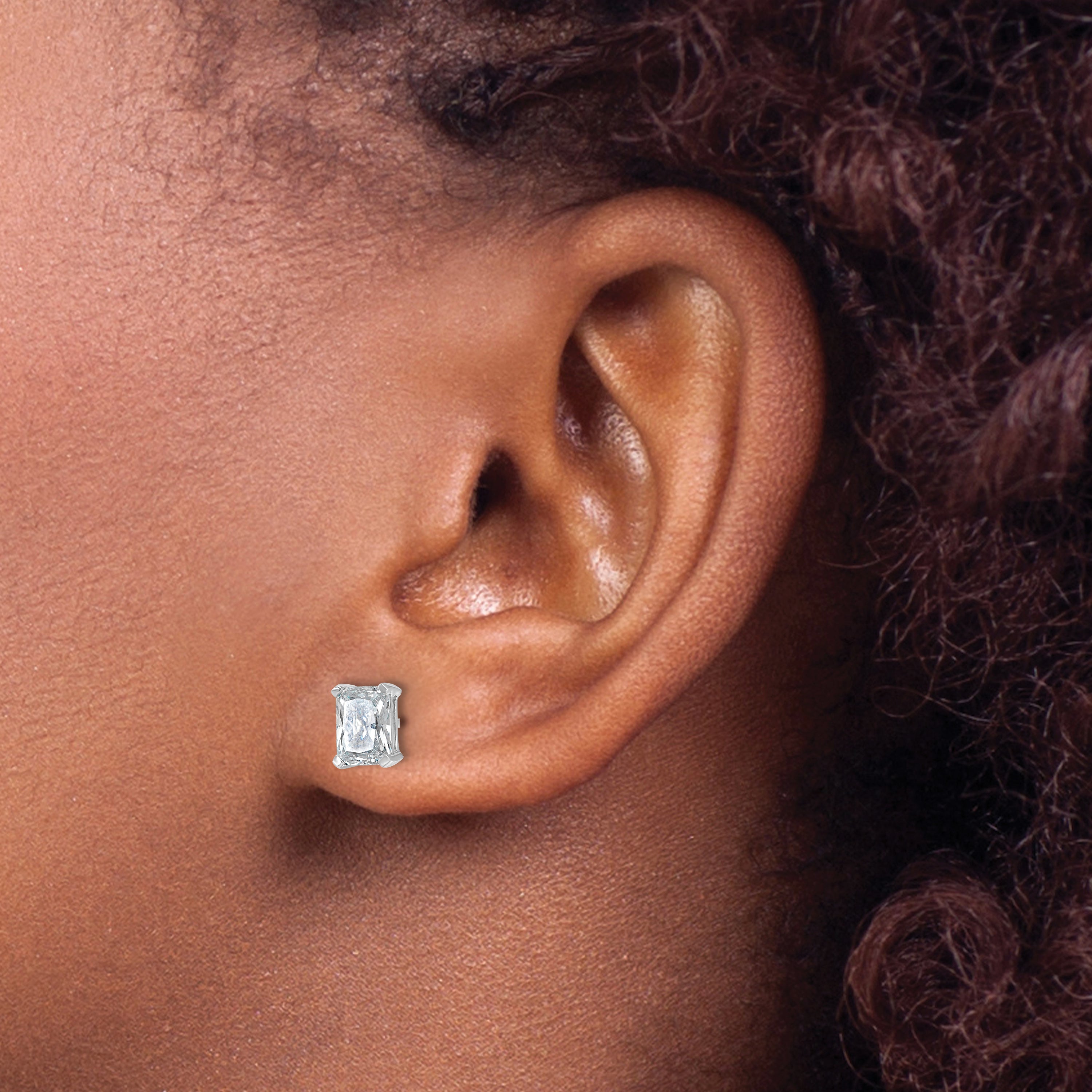 14K White Gold 1 1/2 Ctw Lab Grown Diamond Vs+ F+ Radiant 4 Prong Heavy Wt. Stud Earrings