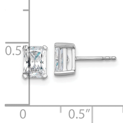 14K White Gold 1 1/2 Ctw Lab Grown Diamond Vs+ F+ Radiant 4 Prong Heavy Wt. Stud Earrings