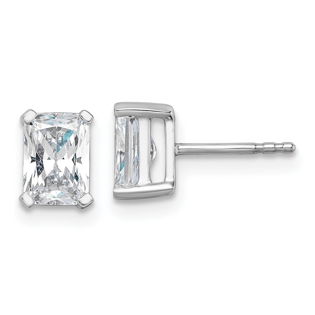 14K White Gold 1 1/2 Ctw Lab Grown Diamond Vs+ F+ Radiant 4 Prong Heavy Wt. Stud Earrings
