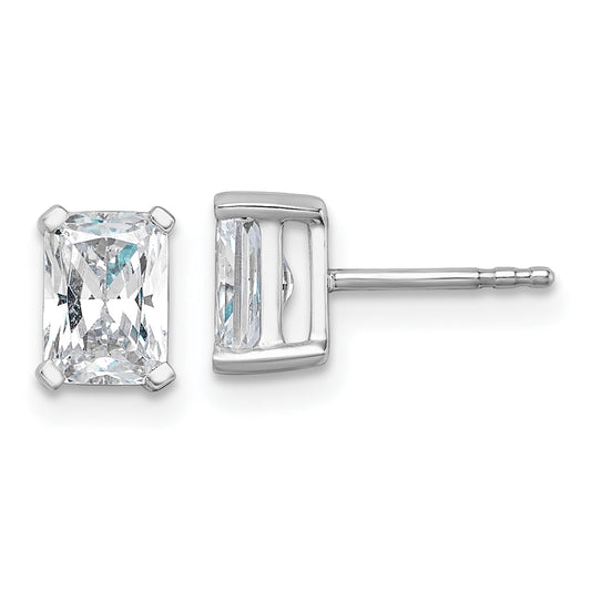 14K White Gold 1 1/2 Ctw Lab Grown Diamond Vs+ F+ Radiant 4 Prong Heavy Wt. Stud Earrings