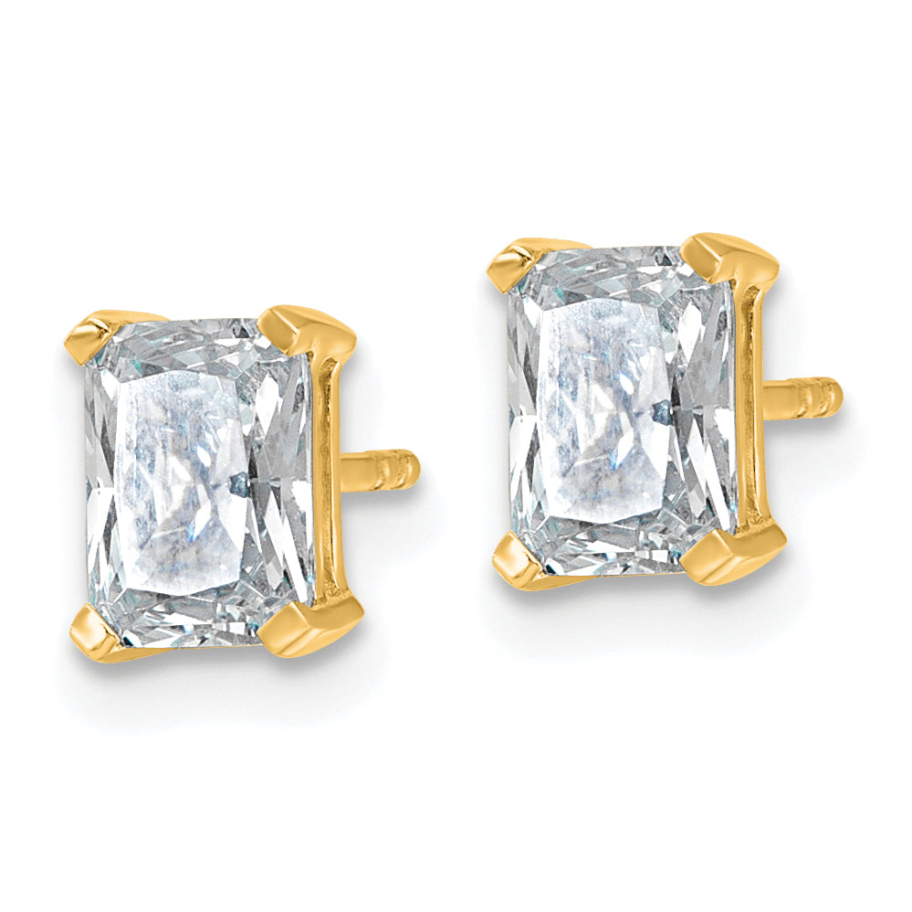 14K Yellow Gold 1 1/2 Ctw Lab Grown Diamond Vs+ F+ Radiant 4 Prong Heavy Wt. Stud Earrings