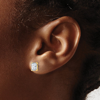 14K Yellow Gold 1 1/2 Ctw Lab Grown Diamond Vs+ F+ Radiant 4 Prong Heavy Wt. Stud Earrings