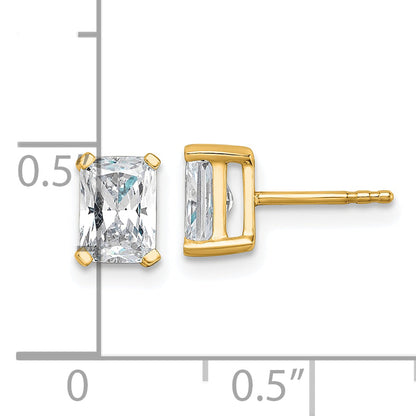 14K Yellow Gold 1 1/2 Ctw Lab Grown Diamond Vs+ F+ Radiant 4 Prong Heavy Wt. Stud Earrings