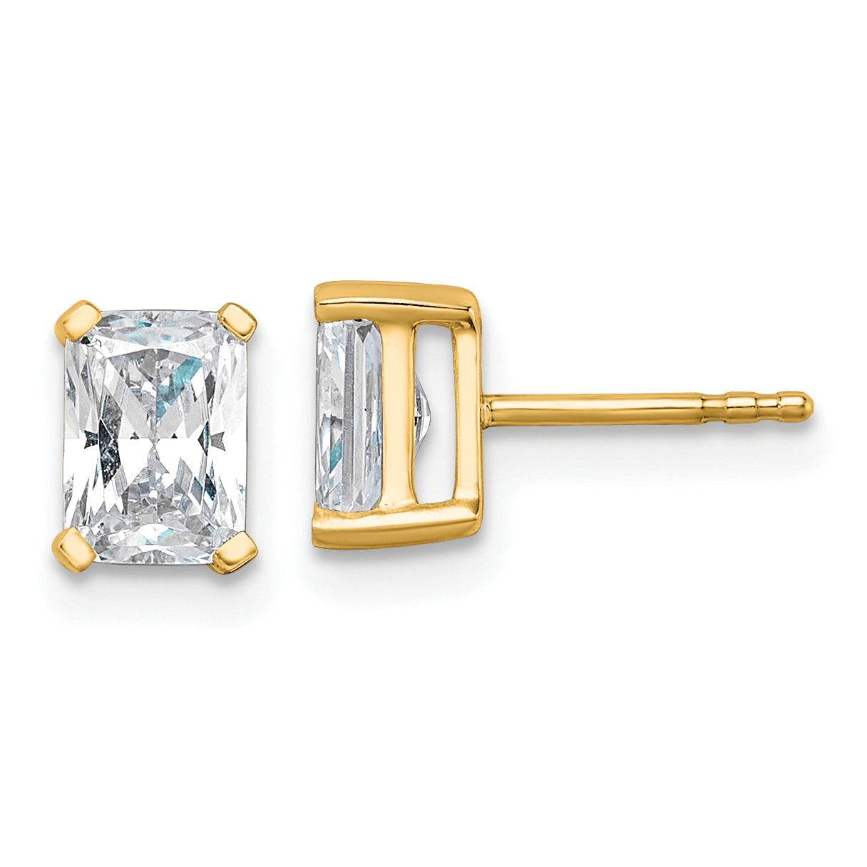 14K Yellow Gold 1 1/2 Ctw Lab Grown Diamond Vs+ F+ Radiant 4 Prong Heavy Wt. Stud Earrings