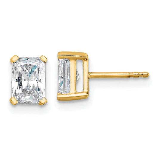 14K Yellow Gold 1 1/2 Ctw Lab Grown Diamond Vs+ F+ Radiant 4 Prong Heavy Wt. Stud Earrings