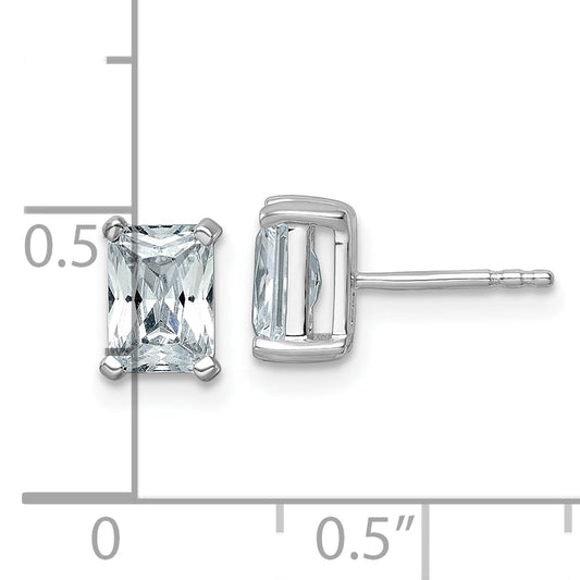 14K White Gold 2 Ctw Lab Grown Diamond Vs+ F+ Radiant 4 Prong Heavy Wt. Stud Earrings