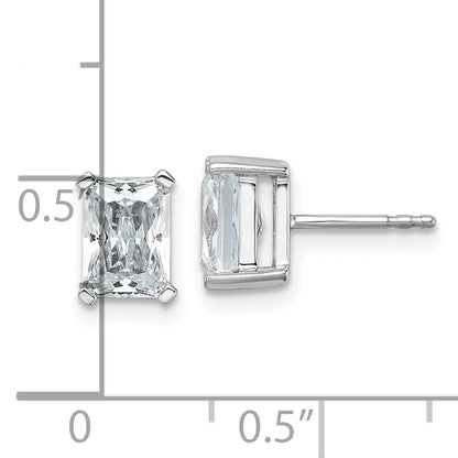 14K White Gold 3 Ctw Lab Grown Diamond Vs+ F+ Radiant 4 Prong Heavy Wt. Stud Earrings