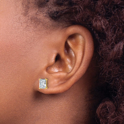 14K Yellow Gold 3 Ctw Lab Grown Diamond Vs+ F+ Radiant 4 Prong Heavy Wt. Stud Earrings