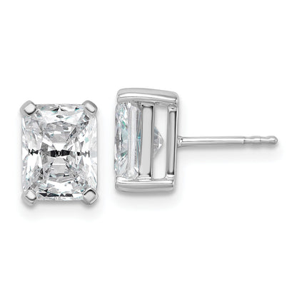 14K White Gold 4 Ctw Lab Grown Diamond Vs+ F+ Radiant Prong Heavy Wt. Stud Earrings