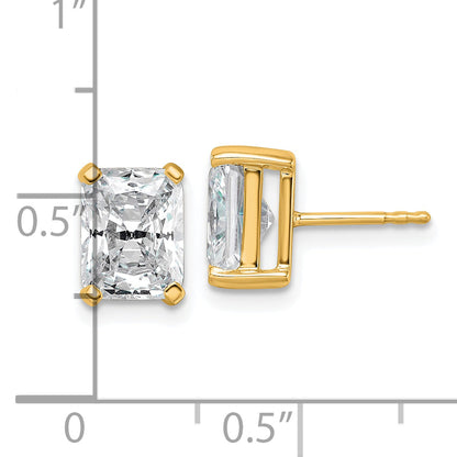 14K Yellow Gold 4 Ctw Lab Grown Diamond Vs+ F+ Radiant Prong Heavy Wt. Stud Earrings