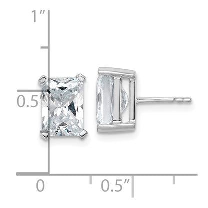 14K White Gold 5 Ctw Lab Grown Diamond Vs+ F+ Radiant 4 Prong Heavy Wt. Stud Earrings