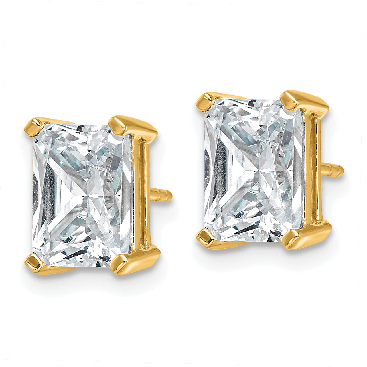 14K Yellow Gold 5 Ctw Lab Grown Diamond Vs+ F+ Radiant 4 Prong Heavy Wt. Stud Earrings