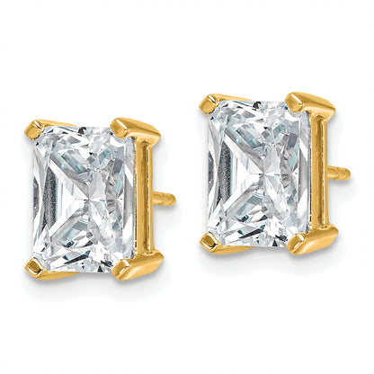 14K Yellow Gold 5 Ctw Lab Grown Diamond Vs+ F+ Radiant 4 Prong Heavy Wt. Stud Earrings