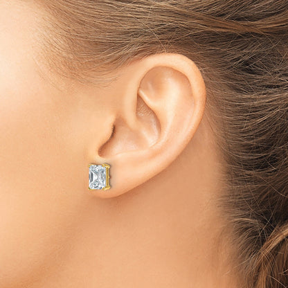 14K Yellow Gold 5 Ctw Lab Grown Diamond Vs+ F+ Radiant 4 Prong Heavy Wt. Stud Earrings