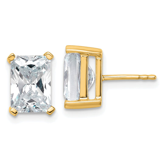 14K Yellow Gold 5 Ctw Lab Grown Diamond Vs+ F+ Radiant 4 Prong Heavy Wt. Stud Earrings