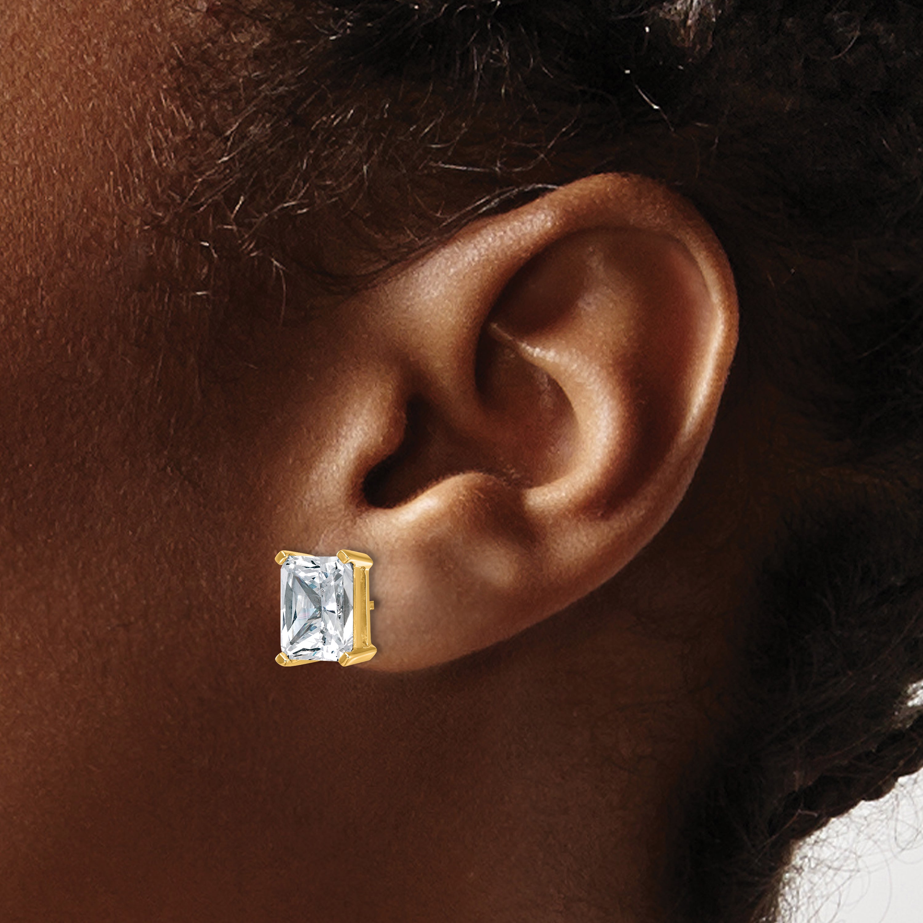 14K Yellow Gold 6 Ctw Lab Grown Diamond Vs+ F+ Radiant 4 Prong Heavy Wt. Stud Earrings