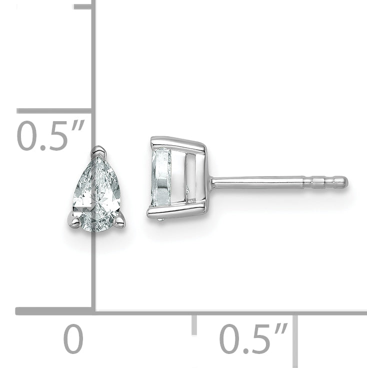 14K White Gold 1/2 Ctw Lab Grown Diamond Vs+ F+ Pear 4 Prong Heavy Wt. Stud Earrings
