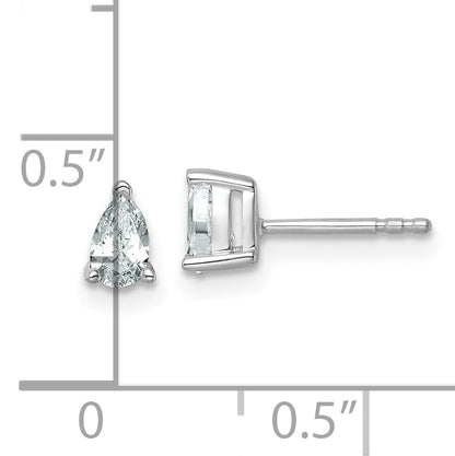 14K White Gold 1/2 Ctw Lab Grown Diamond Vs+ F+ Pear 4 Prong Heavy Wt. Stud Earrings