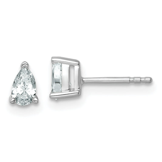 14K White Gold 1/2 Ctw Lab Grown Diamond Vs+ F+ Pear 4 Prong Heavy Wt. Stud Earrings