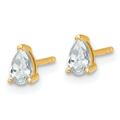 14K Yellow Gold 1/2 Ctw Lab Grown Diamond Vs+ F+ Pear 4 Prong Heavy Wt. Stud Earrings