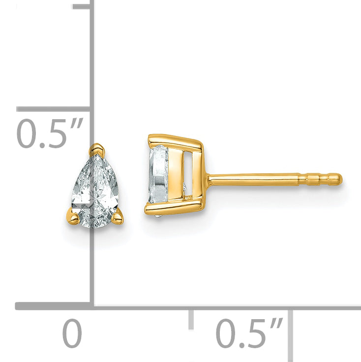 14K Yellow Gold 1/2 Ctw Lab Grown Diamond Vs+ F+ Pear 4 Prong Heavy Wt. Stud Earrings
