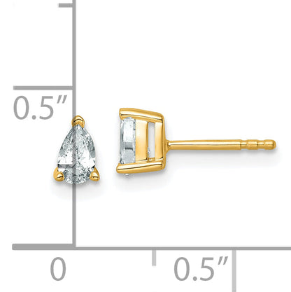 14K Yellow Gold 1/2 Ctw Lab Grown Diamond Vs+ F+ Pear 4 Prong Heavy Wt. Stud Earrings