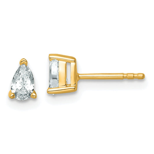 14K Yellow Gold 1/2 Ctw Lab Grown Diamond Vs+ F+ Pear 4 Prong Heavy Wt. Stud Earrings