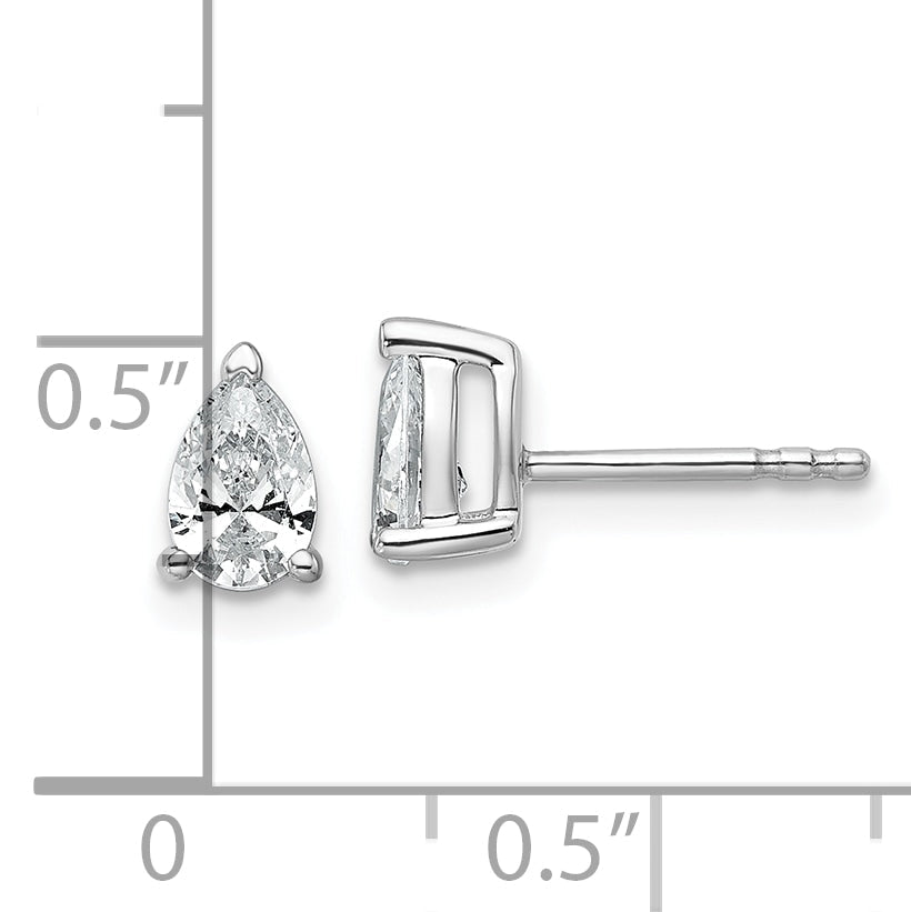 14K White Gold 3/4 Ctw Lab Grown Diamond Vs+ F+ Pear 4 Prong Heavy Wt. Stud Earrings