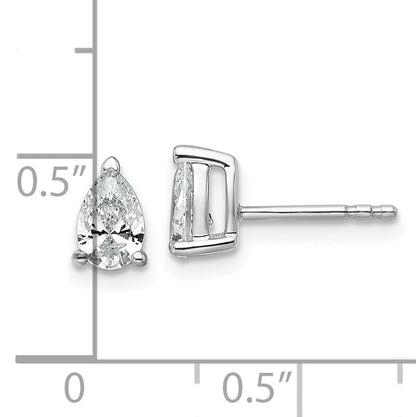 14K White Gold 3/4 Ctw Lab Grown Diamond Vs+ F+ Pear 4 Prong Heavy Wt. Stud Earrings