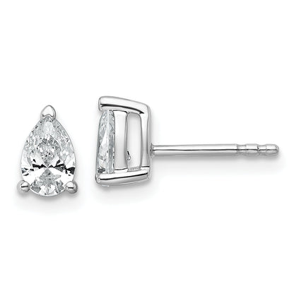 14K White Gold 3/4 Ctw Lab Grown Diamond Vs+ F+ Pear 4 Prong Heavy Wt. Stud Earrings