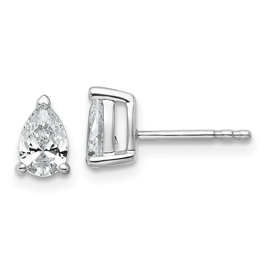 14K White Gold 3/4 Ctw Lab Grown Diamond Vs+ F+ Pear 4 Prong Heavy Wt. Stud Earrings