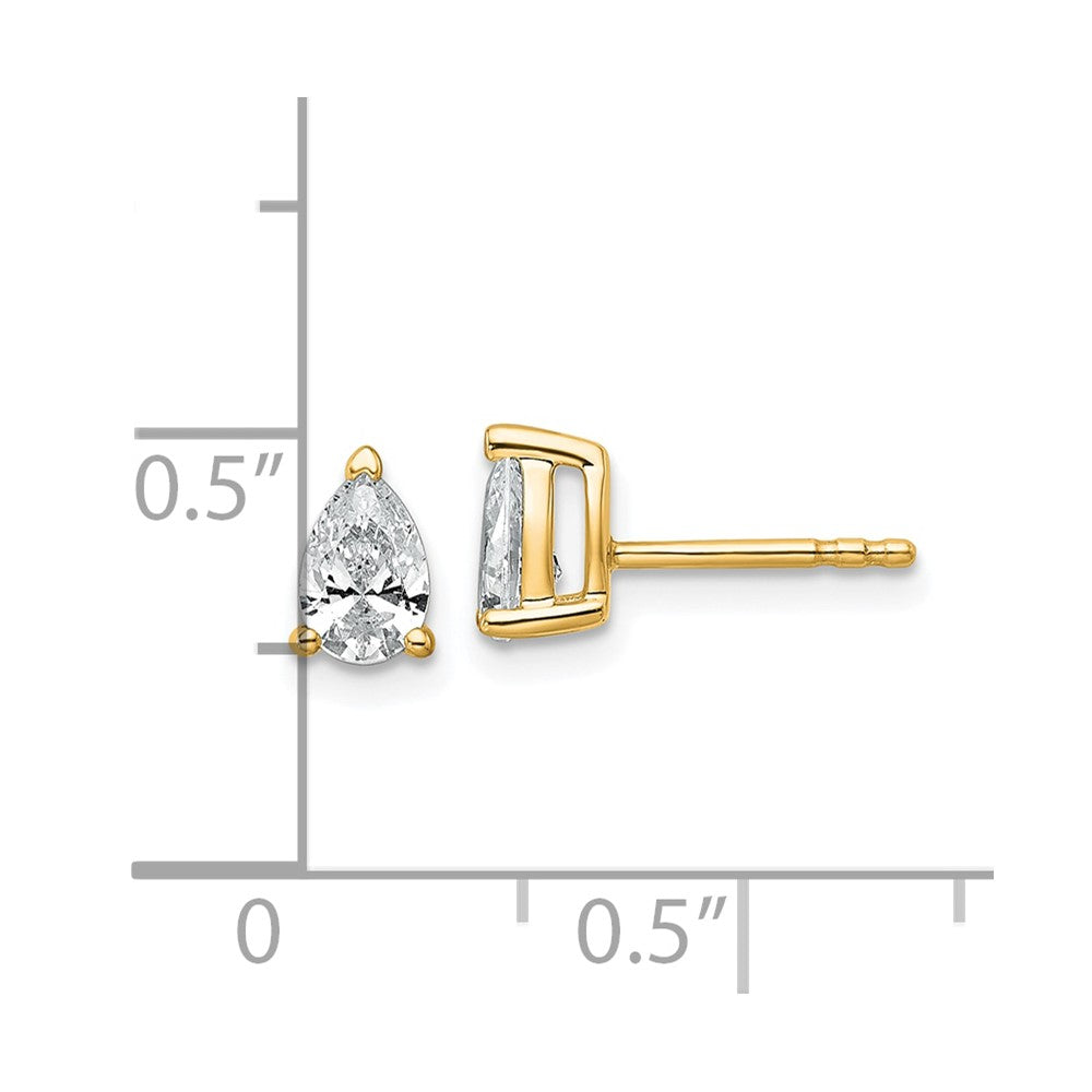 14K Yellow Gold 3/4 Ctw Lab Grown Diamond Vs+ F+ Pear 4 Prong Heavy Wt. Stud Earrings