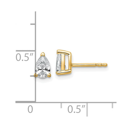 14K Yellow Gold 3/4 Ctw Lab Grown Diamond Vs+ F+ Pear 4 Prong Heavy Wt. Stud Earrings