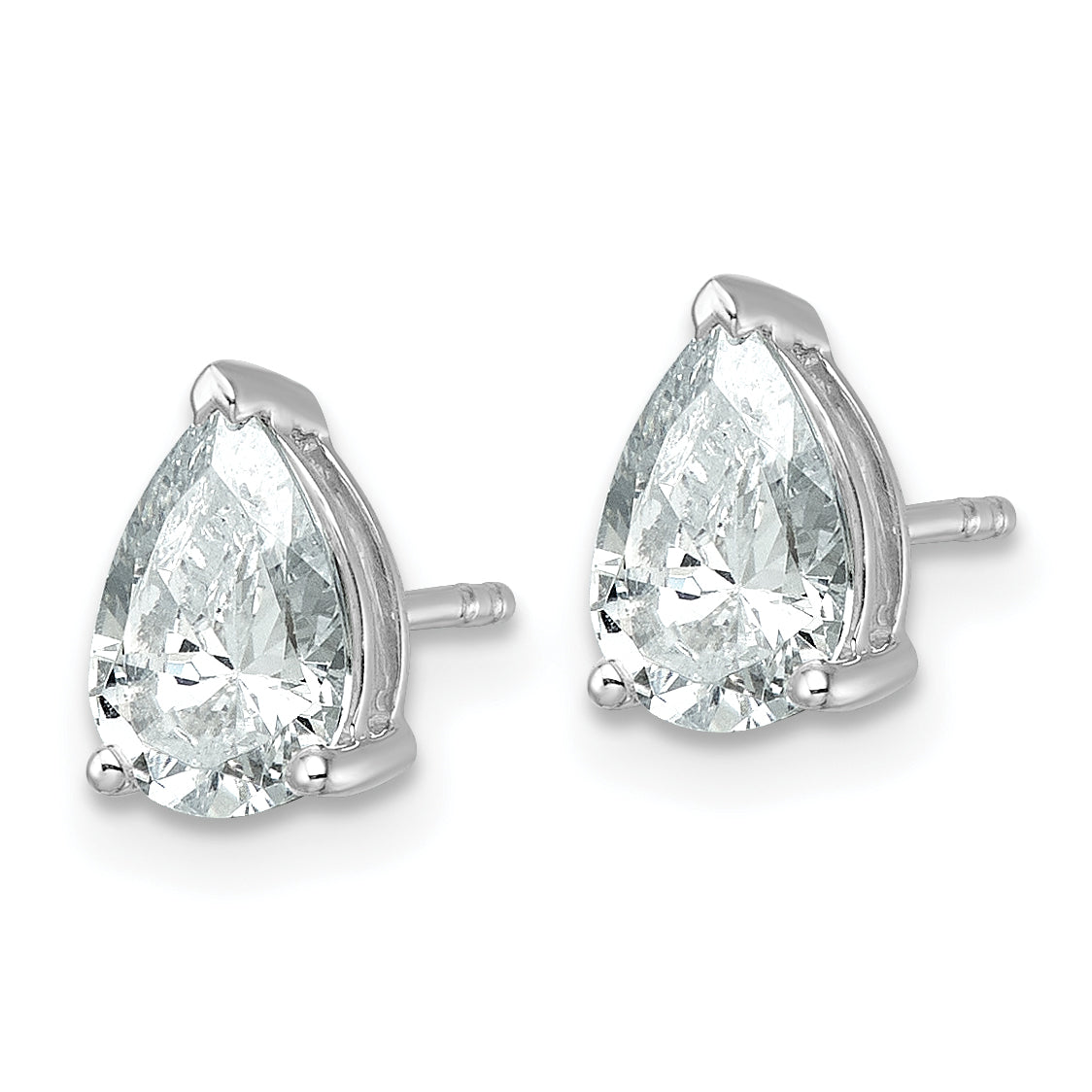 14K White Gold 2 Ctw Lab Grown Diamond Vs+ F+ Pear 4 Prong Heavy Wt. Stud Earrings