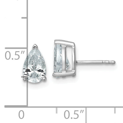 14K White Gold 2 Ctw Lab Grown Diamond Vs+ F+ Pear 4 Prong Heavy Wt. Stud Earrings