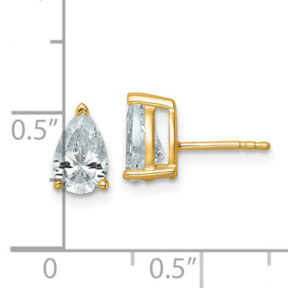 14K Yellow Gold 2 Ctw Lab Grown Diamond Vs+ F+ Pear 4 Prong Heavy Wt. Stud Earrings
