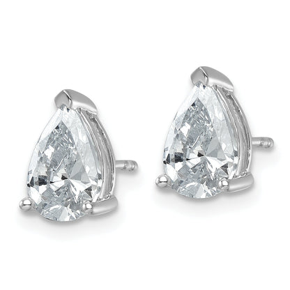 14K White Gold 3 Ctw Lab Grown Diamond Vs+ F+ Pear 4 Prong Heavy Wt. Stud Earrings