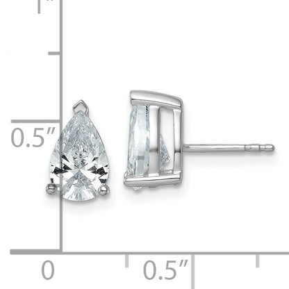 14K White Gold 3 Ctw Lab Grown Diamond Vs+ F+ Pear 4 Prong Heavy Wt. Stud Earrings