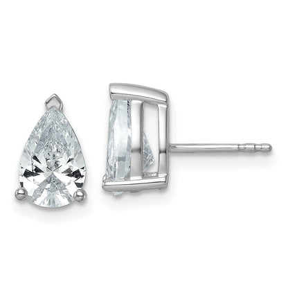 14K White Gold 3 Ctw Lab Grown Diamond Vs+ F+ Pear 4 Prong Heavy Wt. Stud Earrings