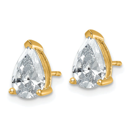 14K Yellow Gold 3 Ctw Lab Grown Diamond Vs+ F+ Pear 4 Prong Heavy Wt. Stud Earrings