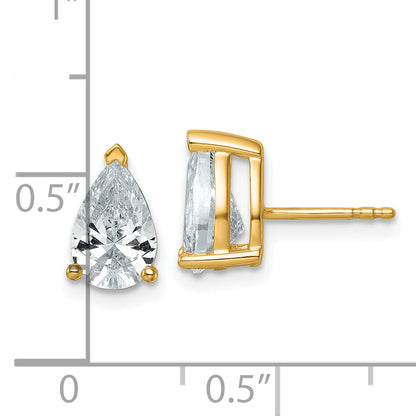 14K Yellow Gold 3 Ctw Lab Grown Diamond Vs+ F+ Pear 4 Prong Heavy Wt. Stud Earrings