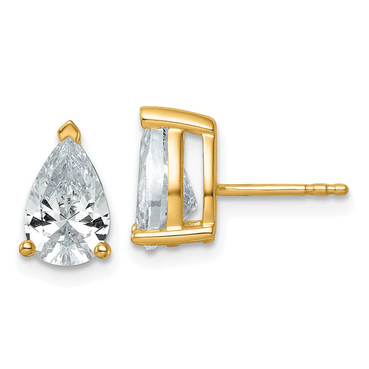 14K Yellow Gold 3 Ctw Lab Grown Diamond Vs+ F+ Pear 4 Prong Heavy Wt. Stud Earrings