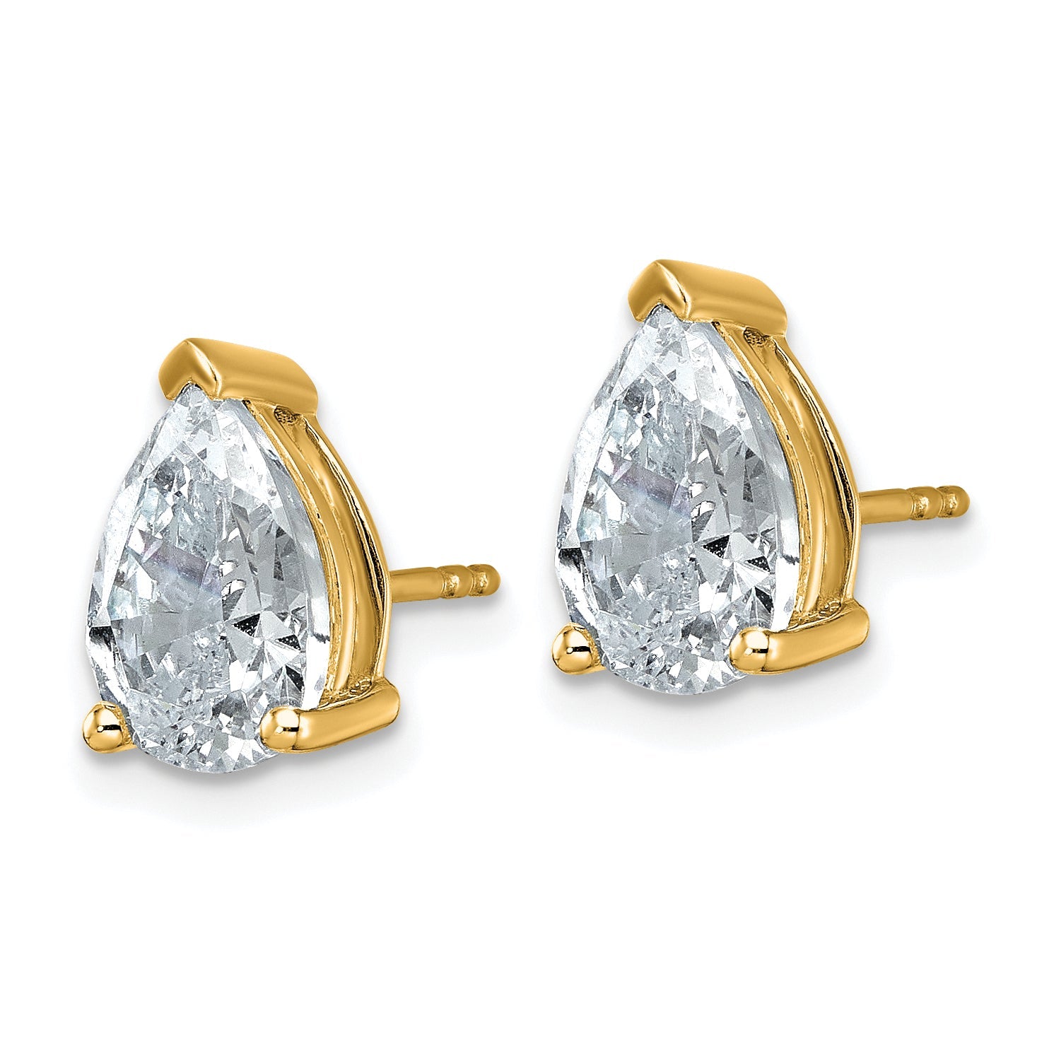14K Yellow Gold 4 Ctw Lab Grown Diamond Vs+ F+ Pear Prong Heavy Wt. Stud Earrings