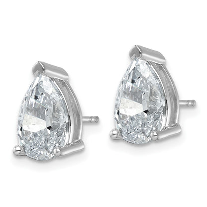 14K White Gold 5 Ctw Lab Grown Diamond Vs+ F+ Pear 4 Prong Heavy Wt. Stud Earrings
