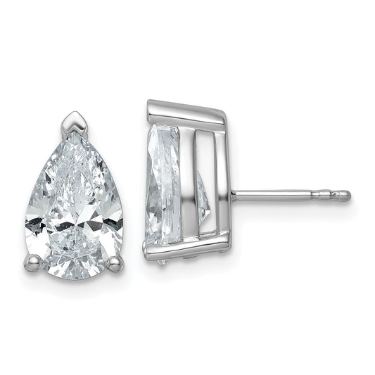 14K White Gold 5 Ctw Lab Grown Diamond Vs+ F+ Pear 4 Prong Heavy Wt. Stud Earrings