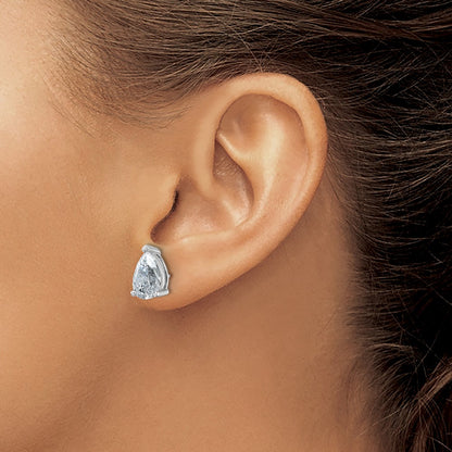 14K White Gold 6 Ctw Lab Grown Diamond Vs+ F+ Pear 4 Prong Heavy Wt. Stud Earrings