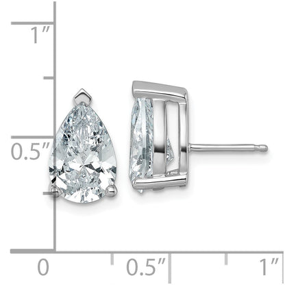 14K White Gold 6 Ctw Lab Grown Diamond Vs+ F+ Pear 4 Prong Heavy Wt. Stud Earrings