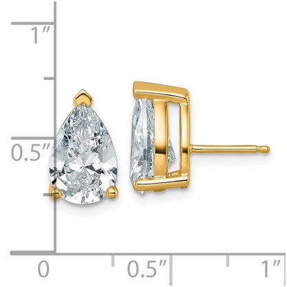 14K Yellow Gold 6 Ctw Lab Grown Diamond Vs+ F+ Pear 4 Prong Heavy Wt. Stud Earrings