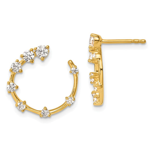 14K Yellow Gold True Origin 5/8 Carat Lab Grown Diamond Vs Def Circular Post Earrings