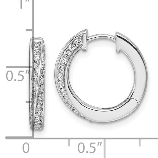 14K White Gold True Origin 5/8 Carat Lab Grown Diamond Vs Def Twisted Hinged Hoop Earrings